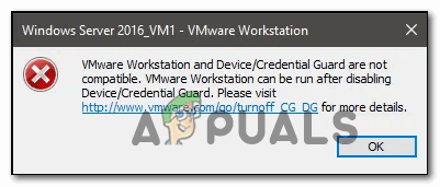 Исправлено: VMware Workstation и Device / Credential Guard несовместимы.